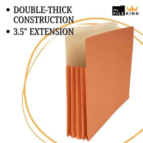 The File King Expanding Accordion File Folder - Legal Size | Box of 10 Redropes | 3.5” Expansion | Store and Organize Papers | Keep Records in One Place | Save Time Searching