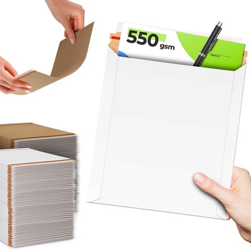 AMZ White Rigid Mailers, 17 x 21 Inches. Pack of 10 Paperboard Photo Mailers Rigid. 550 GSM Self Seal Rigid Mailer. No Bend Shipping Envelopes Rigid. Stay Flat Mailers. Paperboard Envelopes