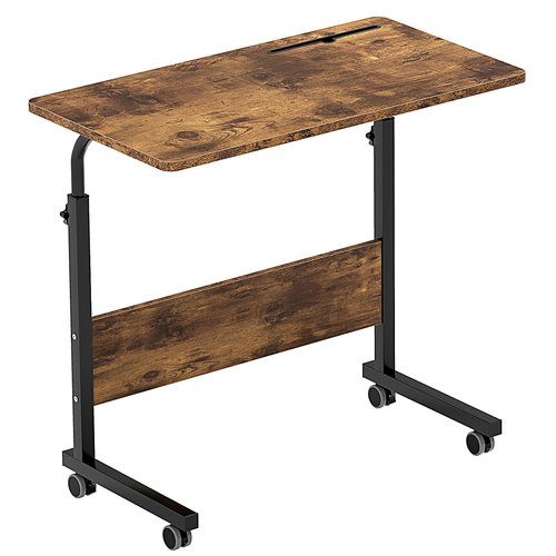 SDHYL Mobile Stand Up Desk Adjustable Laptop Workstation with Wheels, 31.5 Inch Student Sit Stand Desk, Mobile Ends, Rustic Brown
