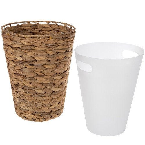 Hobby Lobby Woven Water Hyacinth Waste Basket with Removable Liner, Natural Tan, 11 x 8.75 inches, Bathroom, Office