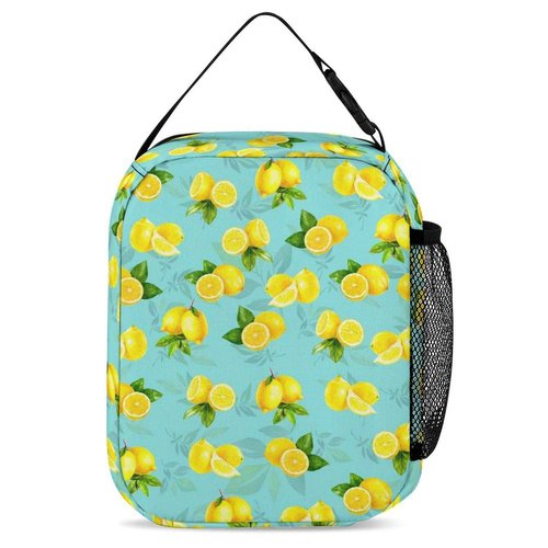 Psecoll 3pcs Cartoon Lemon & Leaf Backpack Set, Multi-functional Laptop Bag 17in Water Resistant Travel Daypack, Large Capacity Double Shoulder Backpack With Lunch Bag (Cartoon Lemon & Leaf