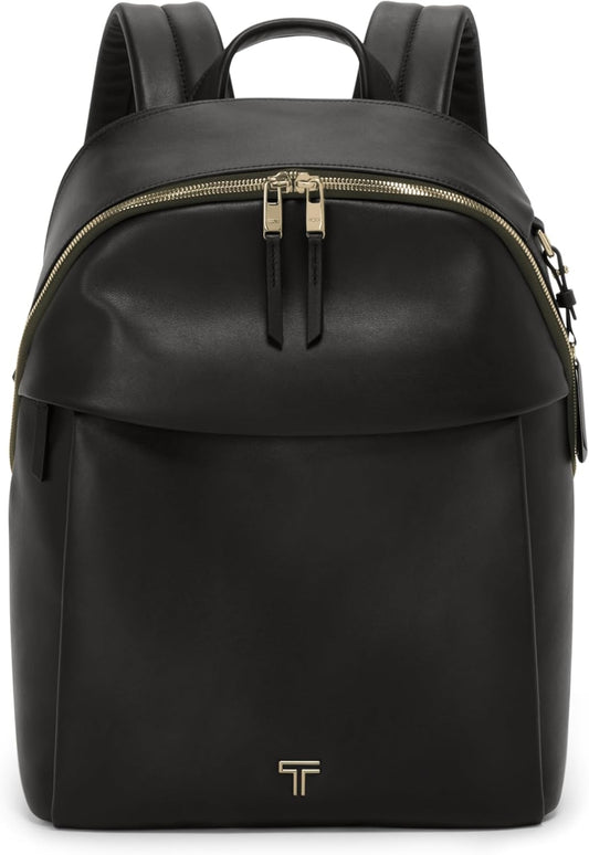TUMI - Voyageur Holland Backpack - Women's Leather Travel Bag - Fits Up to 14" Laptop - Black with Gold Hardware