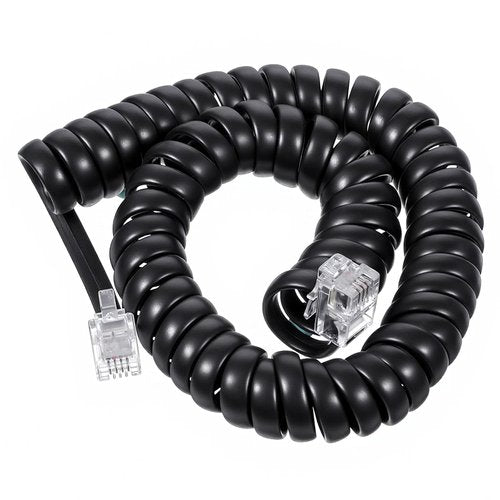 Skiennix 25FT Extra Long Phone Handset Cord - 3FT Coiled RJ9 Telephone Cable for Home & Office, Black