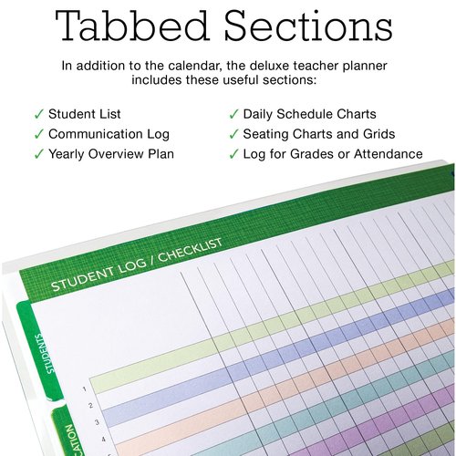 Aug 2025-Jul 2026 Deluxe Teacher Planner Notebook 8.5x11 Daily Weekly Monthly Organizers with 7 Periods, Pocket Folder, Dated Calendar, Page Tabs, Bookmark and Planning Stickers (Rainbow Floral)