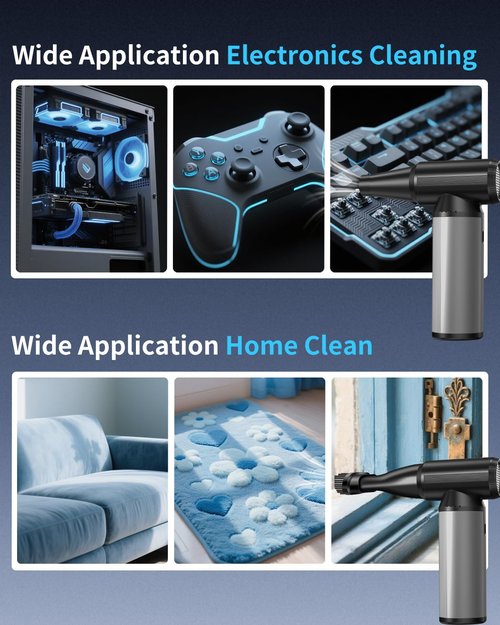 BOBYE Electric Compressed Air Duster & Keyboard Cleaner, 2-in-1 Blower & Vacuum with 180W Brushless Motor, 6000mAh Battery, 3-Gear Adjustable for Computers, Cars, Furniture, and Outdoor Cleaning