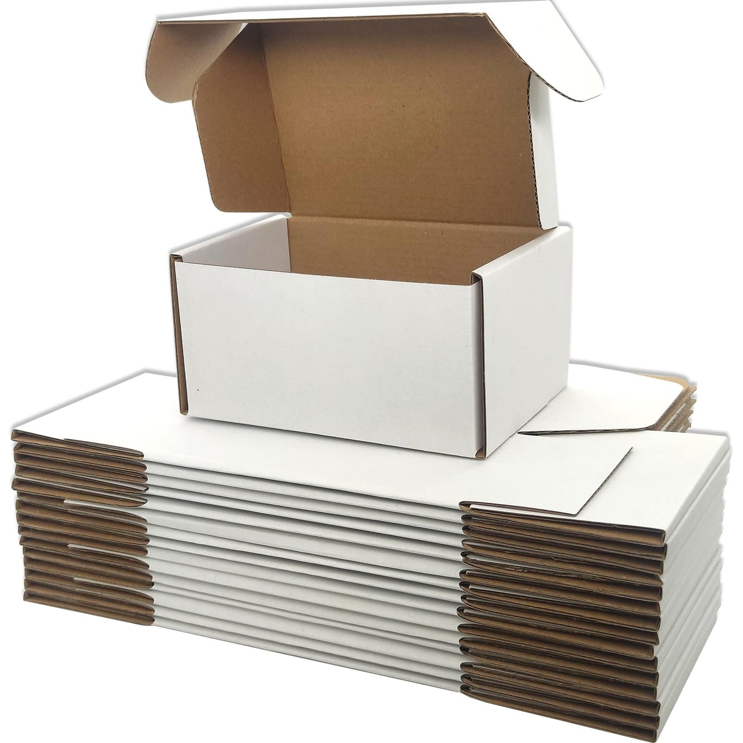 Lmuze 6x4x2 inches Small Shipping Boxes Set of 50 - White Mailer Corrugated Cardboard Boxes for Shipping Packaging Mailing Products