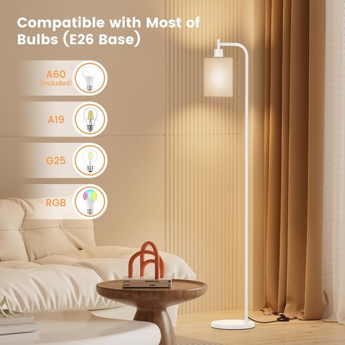SIBRILLE Dimmable Floor Lamp - Modern Tall Standing Lamp with Remote Control & 3 Color Temperatures | Linen Shade