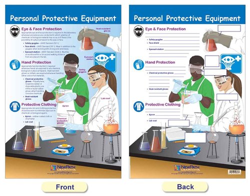 NewPath Learning Safety in The Lab Bulletin Board Charts, Set/8 - Laminated, Double-Sided, Full-Color, 12" x 18" (94-5601)