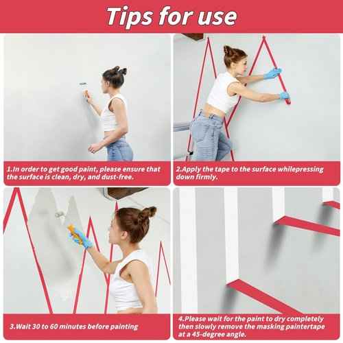 24 Rolls Red Painters Tape Bulk 1 inch x 55 Yards, Total 1320 Yd, Painters Masking Tape No Residue Wall Painting Tape Artist Tape Trim Edge Finishing Tape for Wall Painting Decoration DIY Supplies