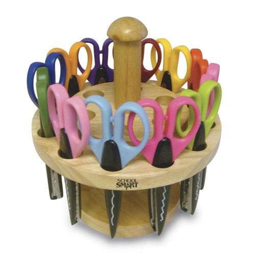 School Smart Paper Edger Scissors, 6-1/2 x 2-1/2 Inches, Assorted Colors, Set of 12