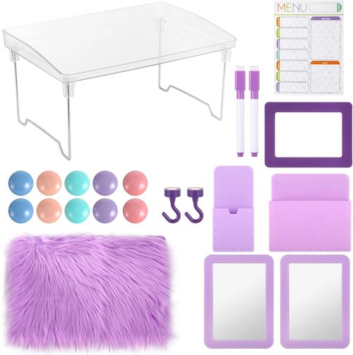 OMISTAR 22 Pcs Locker Organizer Kit - Purple Accessories with Magnetic Mirror & Whiteboard | Back to School Essentials