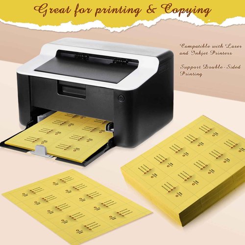 Fainne 2000 Pieces Blank Printable Business Cards Mini Note Index Perforated Card Stock Compatible with Laser and Inkjet Printer Double Sided Printing Paper 10 Cards/Sheet (Yellow)