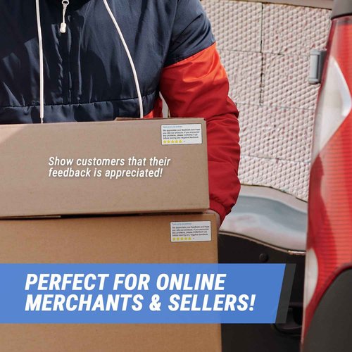 Thank You for Your Purchase Labels (4 x 2 inch, White - 1200 Labels) We Appreciate Your Feedback Stickers for E-Commerce, Customer Service or Small Business