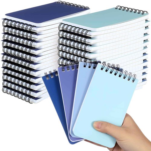 Resurhang 48 Pcs Small Pocket Notebooks Bulk, 3 x 5 Inch Pocket Spiral Notepads with Lined Pages Mini Notepad Spiral Notebooks for School Office Home Supplies Gift 4 Assorted Colors (Blue)