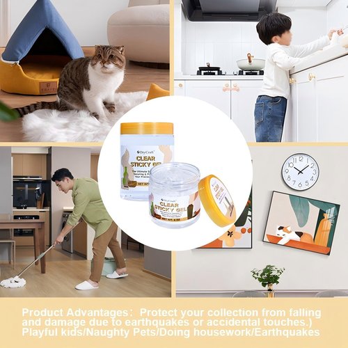 10 oz Clear Sticky Gel for Museum Exhibits, Reusable Putty, Non-Toxic Clear Adhesive Glue Gel to Antiques, Glass, Ceramic and Action Figures