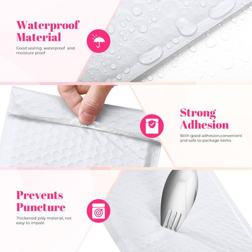 Metronic Bubble Mailer 10x13" White 40 Pack, Poly Padded Envelopes Waterproof Shipping Bags for Clothing, Self Seal Cushioning Mailers for Shipping Books, Jewelry, Makeup Supplies