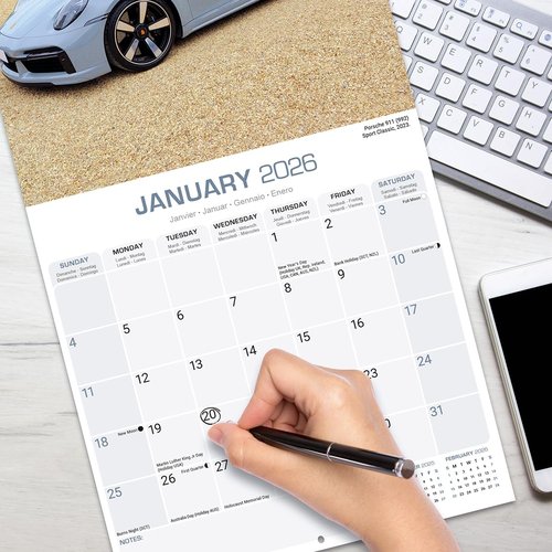 Porsche Calendar 2026 | 12 Month Wall Calendar | Avonside Publishing | Plastic Free Packaging