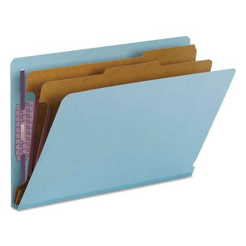Smead End Tab Classification Folder, Legal, Straight, 2 Dividers, Blue, 10 per Box (29781)
