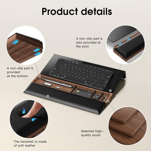 Keyboard Stand, Riser With Wrist Rest and Storage, Ergonomic Computer Riser With Wrist Pad for Home Office (Keyboard Not Included)