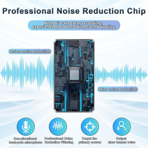 Voice Recorder - 64GB Mini Voice Recorder - Noise Cancellation Voice Activated Functionality, Rechargeable Audio Recorder with Earphone, Portable USB-C Recording Device for Work, Meetings, Interview