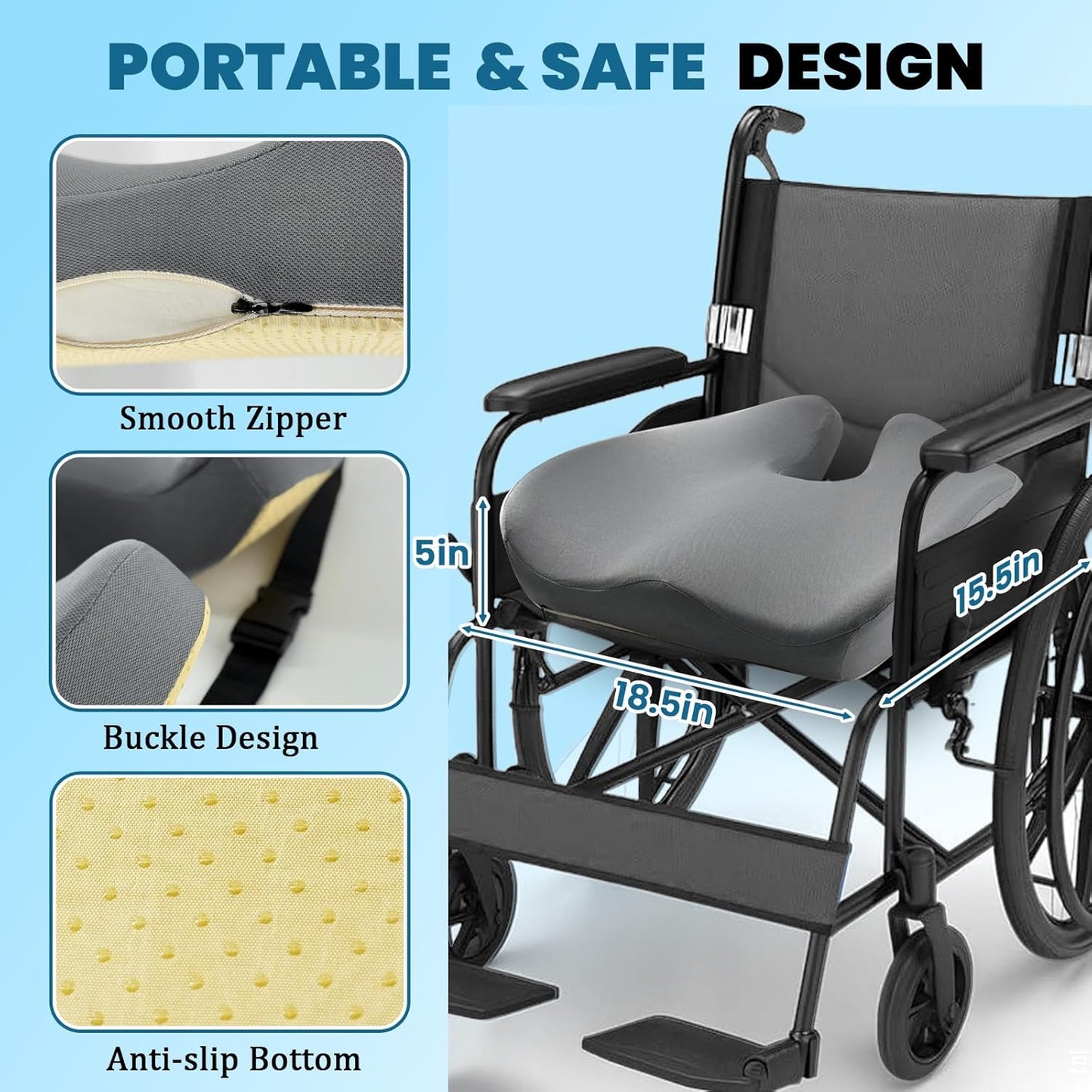 Thick High-Density Memory Foam Seat Pad for Ultimate Comfort | 18.5x15.5