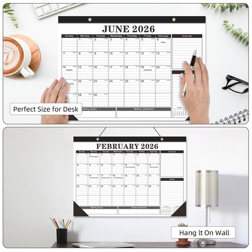 Tcamp Desk Calendar 2025-2026 from July 2025 to December 2026, Large 17" x 12" Wall Calendar with Julian Dates, 18 Months Desk Planner for Home School Office Desktop, Christmas Gifts