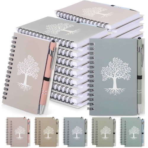 Trandraft 20 Pack Christian Gifts Bulk Religious Spiral Notebook Tree of Life Journal and Pen Set Small Pocket Notebook with Pen Writing Journal A6 Lined for Women Men Church Office(Macaron Color)
