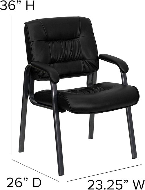 Flash Furniture Haeger LeatherSoft Executive Reception Chair - Tufted Design with Padded Armrests, Black
