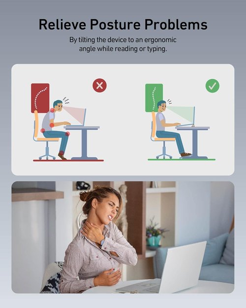 Ergounion 3-In-1 Silicone Laptop Stand - Ergonomic Keyboard Riser & Cooling Stand | Portable for Home, Office, Travel - Midnight