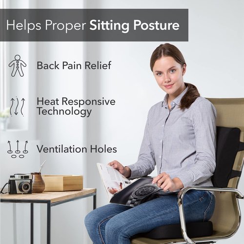 Everlasting Comfort Arm Rest Pads & Gel-Infused Seat Cushion & Lumbar Support Pillow Combo (Patented) - Reduce Tailbone Pressure & Improve Back Comfort - Armrest Covers (Black)