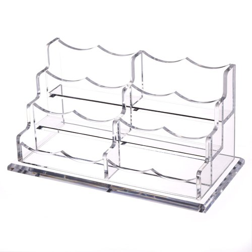 Business Cards Holder Display for Desk, Clear Acrylic Multiple 3 Tier 6 Slot Business Card Stand, Holds 300 Cards-1 Pack (6 Slots-H)