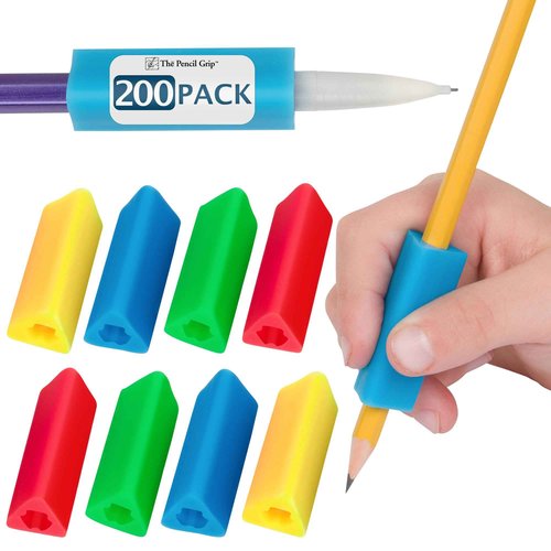Pencil Grip The Classics Triangle Grip Ergonomic Writing Aid, For Right or Left Handed Users, Assorted Colors, Pack of 200 (TPG-162)