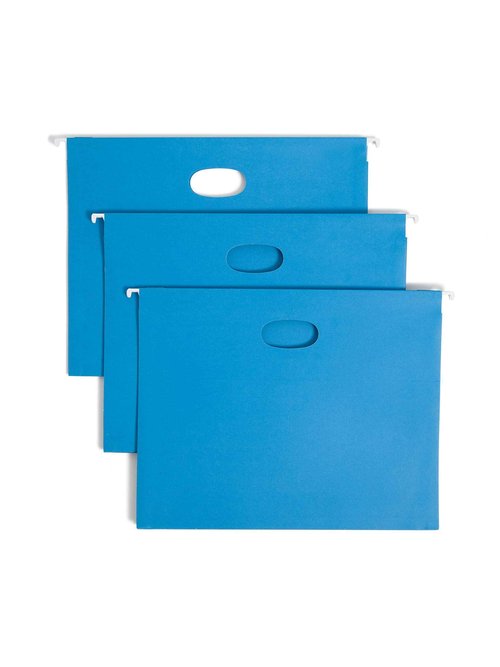 Smead Hanging Pocket with Full-Height Gusset, 2” Expansion, 1/5-Cut Adjustable Tab, Letter Size, Sky Blue, 25 per Box (64250)