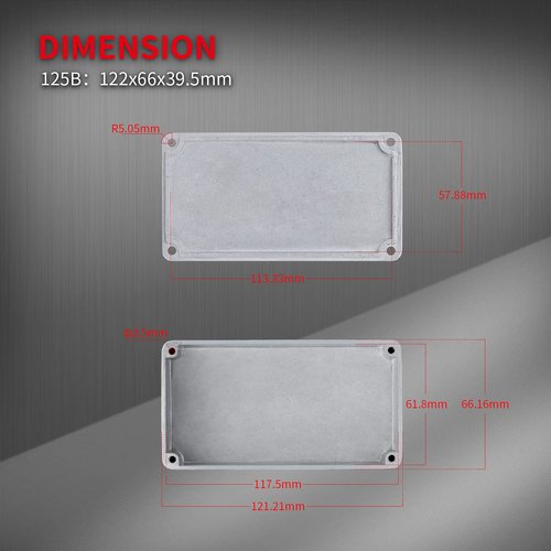 DaierTek 125B 1590N1 Aluminum Guitar Pedal Enclosure 122x66x39.5 MM Metal Stompbox Enclosure Guitar Effect Unfinished Toggle Switch Box