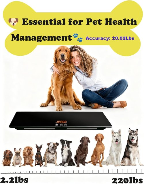 ONE-MI Dog Scales for Large Breeds - Heavy Duty 220 lbs Digital Veterinarian Scale | Precision ±0.02 lb, Black