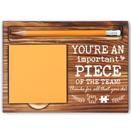 Team Appreciation Gifts for Coworkers Employees, You’re an Important Piece of The Team Sign, Thank You Gifts for Employees Staff, Farmhouse Wood Motivational Self-Stick Note Pad Holders-LBB164