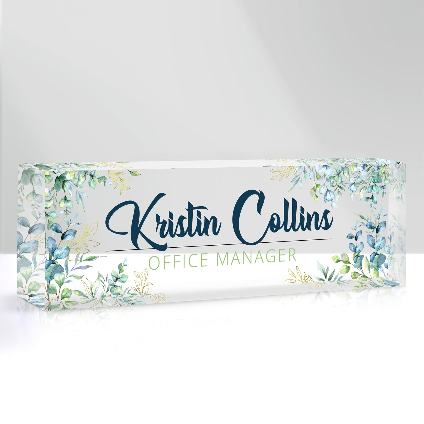 Custom Name Plate for Desk, Personalized Desk Name Plate on Clear Acrylic Glass, Appreciation Gifts for Teacher Employee Boss Coworkers Nurse, Office Desk Accessories for Women Men (Chartreuse)