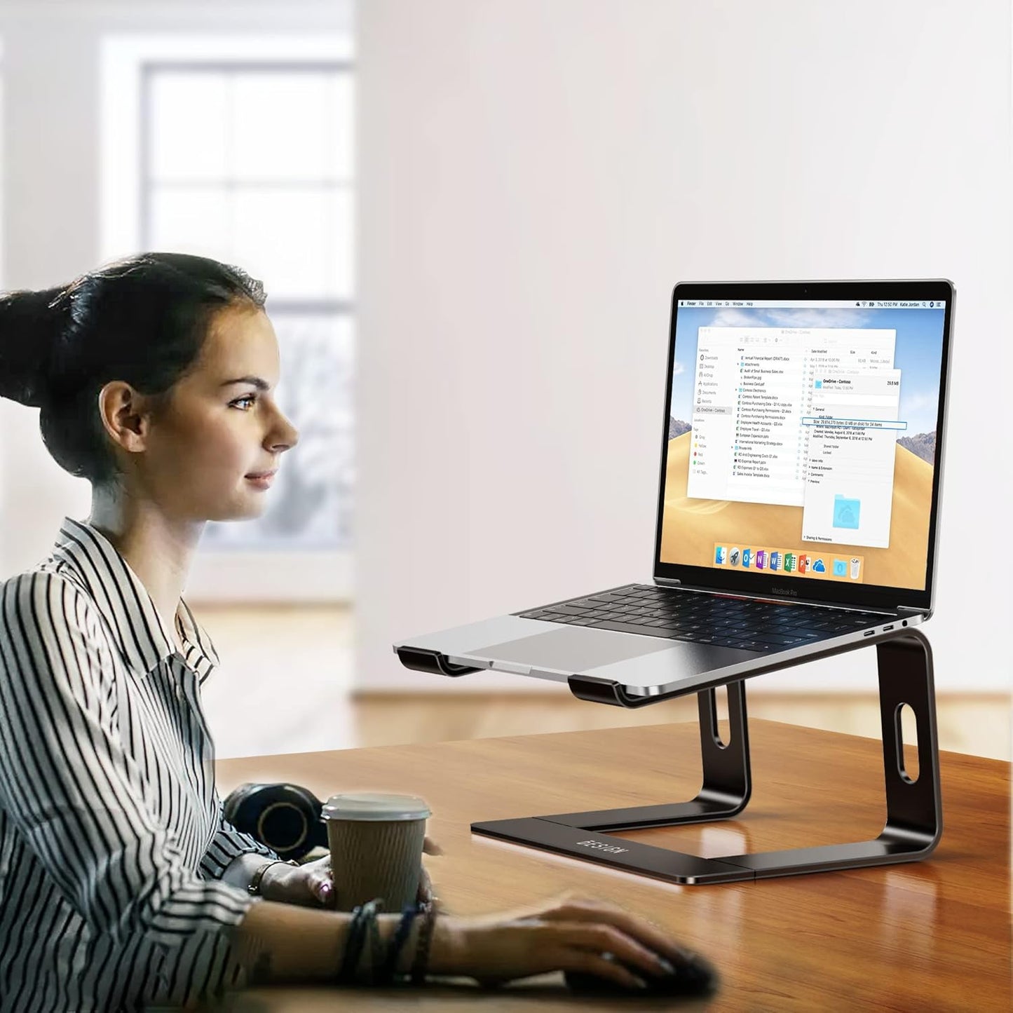 BESIGN LS03 Aluminum Laptop Stand - Ergonomic Detachable Riser for 10-15.6" Laptops | Black