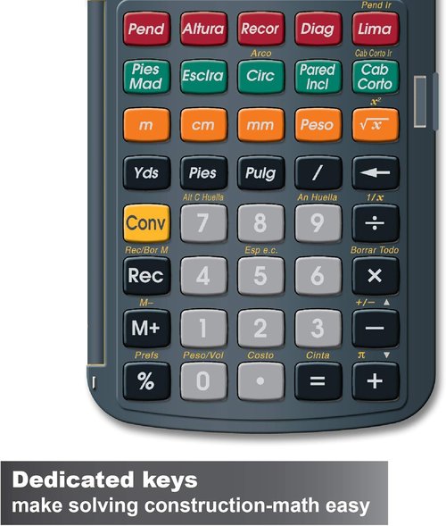 Calculated Industries 4054 Construction Master 5 - Spanish Feet-Inch-Fraction Calculator for Carpenters