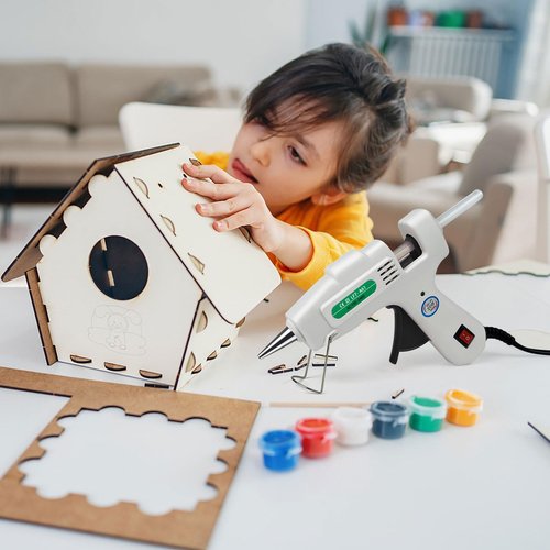 SHJADE Mini Hot Glue Gun Kit with 30 Glue Sticks - Fast Preheating Hot Melt Gun, High Temp for School Crafts DIY Arts and Quick Home Repairs(White)