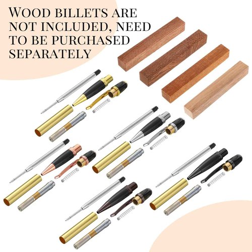 Colarr 30 Pack Woodturning Pen Kit Twist Ballpoint Pen Kit with Refill Copper for DIY Classroom Supplies Teacher Student Friends Gift