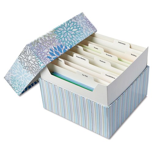Current Cool Floral Greeting Card Organizer Box with Dividers - Store 140+ Christmas, Valentine, & Birthday Cards, Recipe Cards, Photo Collections, Postcards, Stationery, 7" x 9" x 9-1/2"