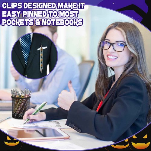 Resurhang 150 Pcs Halloween Pens Bulk Ghost Holiday Novelty Pens 0.5 mm Retractable Black Ink Decorative for Office School Party Favor Supplies Women Gift