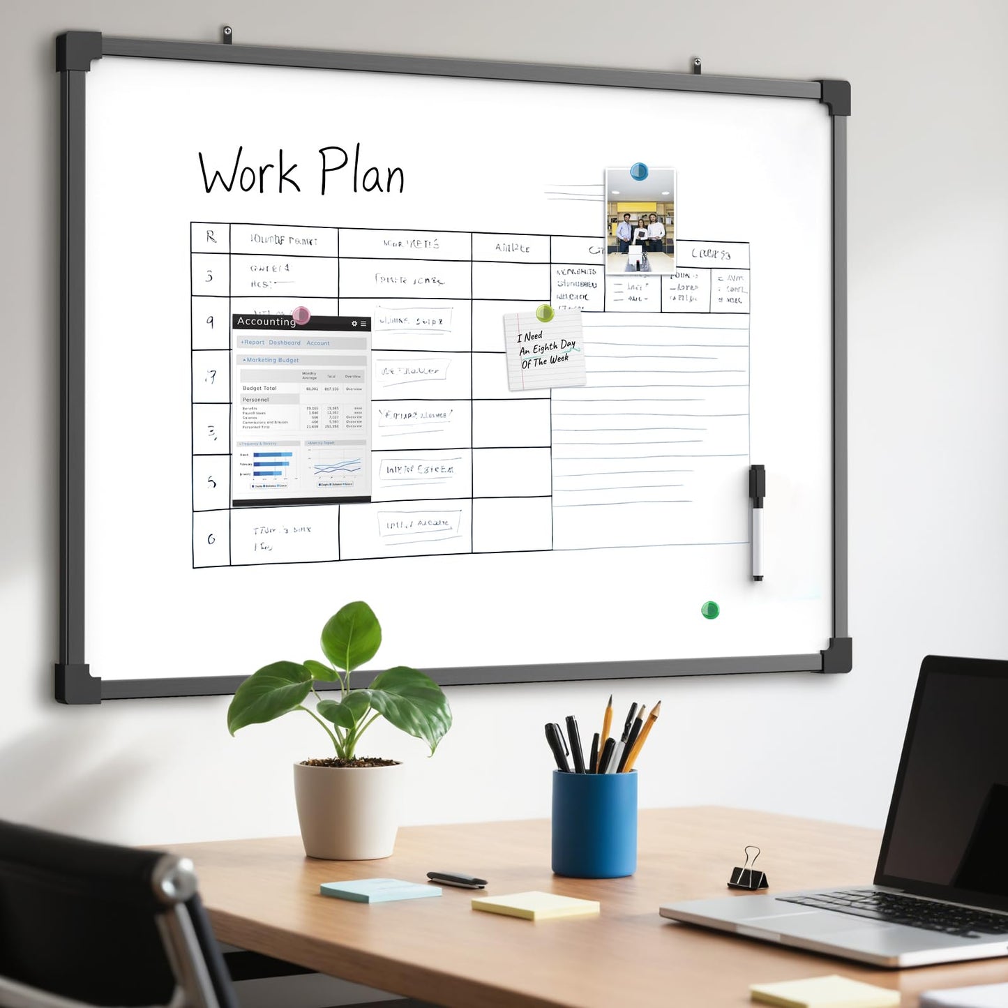 MaxGear 36" x 24" Magnetic Double-Sided Dry Erase Board, Aluminum Frame