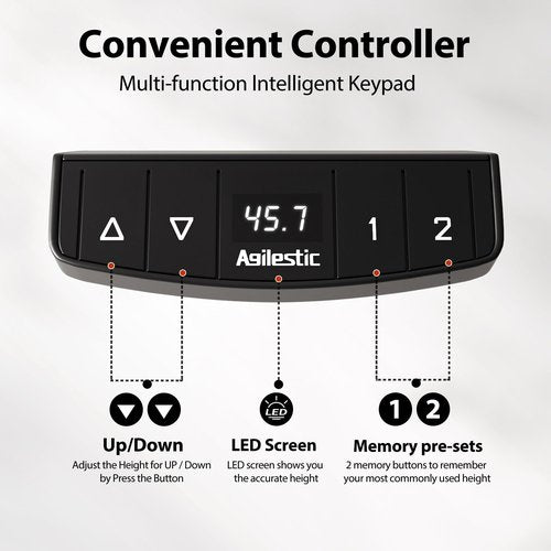 Agilestic Electric Standing Desk, L-Shaped 55 Inches Height Adjustable Desk, Sit and Stand up Desk for Work Office Home, Ergonomic Rising Computer Table for Home Office with Splice Board, Dark Walnut