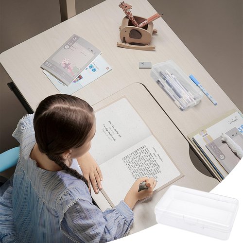 Hyuetrsa 20 Pcs Plastic Box Clear Storage Organizer Case Bulk Hard Crayon Storage Box with Lid Snap Closure Painting Marker Box Multi Purpose Organizer for Pens Office Supplies