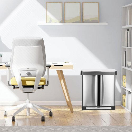 GAOMON Trash Can, 8 + 9.5 Gal Dual Garbage Can & Recycle Bin, 2 Compartments, Includes 1 Removable Inner Buckets, Soft Close Lid and Airtight, for Home, Office, Business