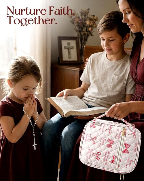 Miss Adola Bible Cover Case for Women - Quilted Organizer with Zipper Handle & Shoulder Strap | Perfect for Teens