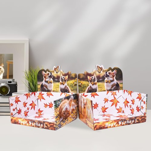 25°Ya 2 PCS Desktop Storage Organizer,Cute Cat & Dog Cardboard Counter Display Desk Workspace Organizers, Space-Saving,for Office Supplies, Pet Rooms, Dressing Tables, and Books Rooms