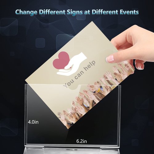 KYODOLED Clear Donation Box for Fundraising with Lock & Sign Holder, Multi-Use Voting and Raffle Box, Tip Jar, Secure Storage, Size 6.2'' x 4.6'' x 4.0''